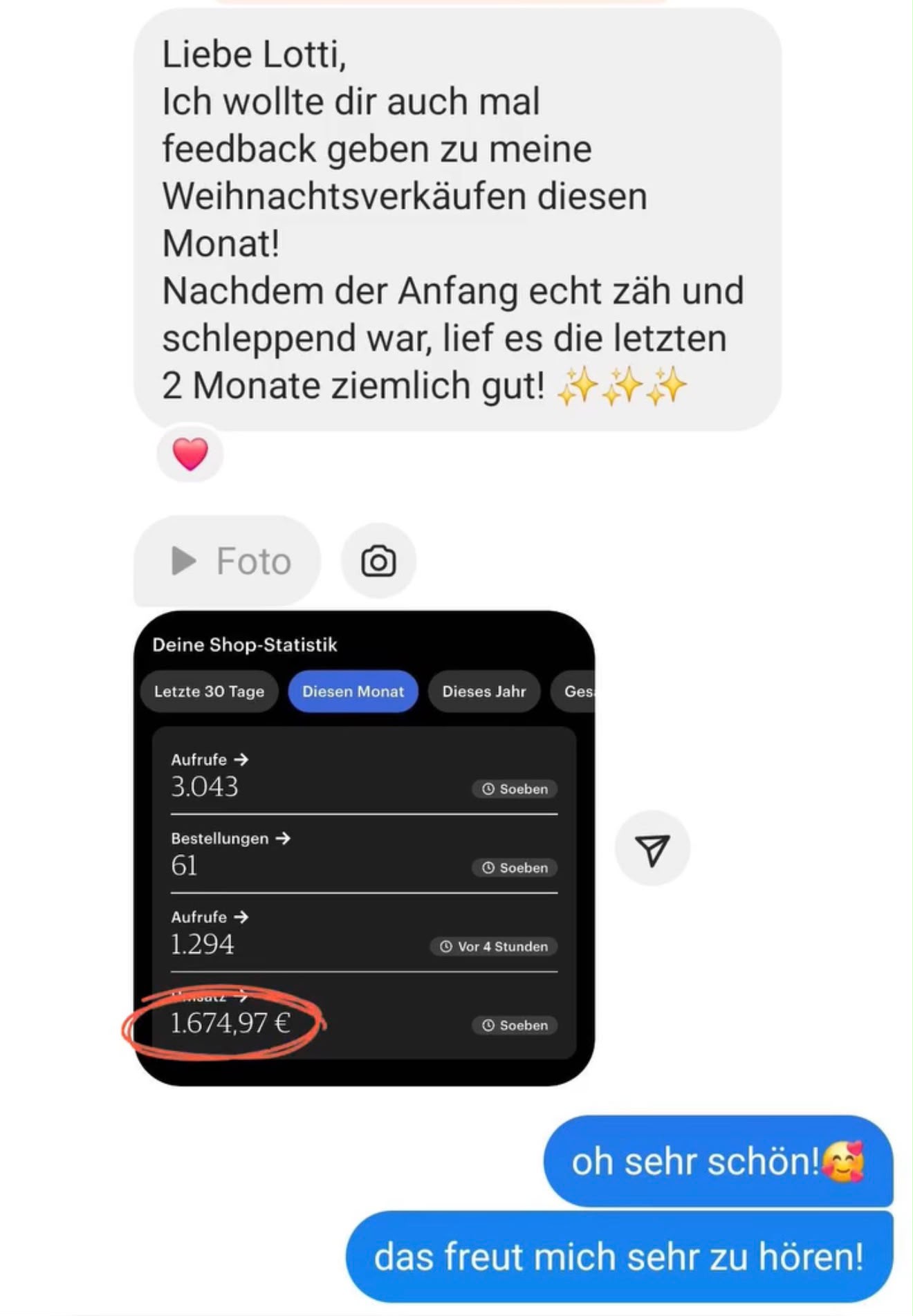 1.674 € Weihnachtsumsatz