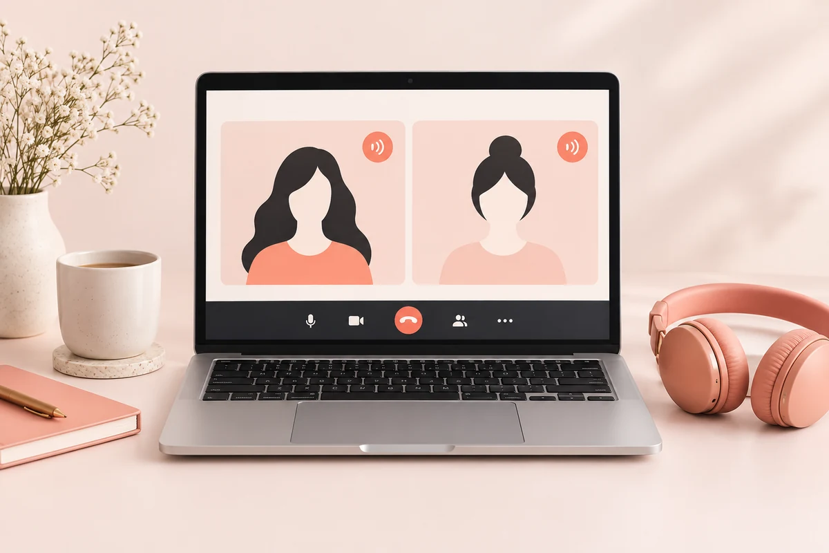 Produktmotiv zur Live-Shopanalyse: Laptop mit symbolischem Videogespräch