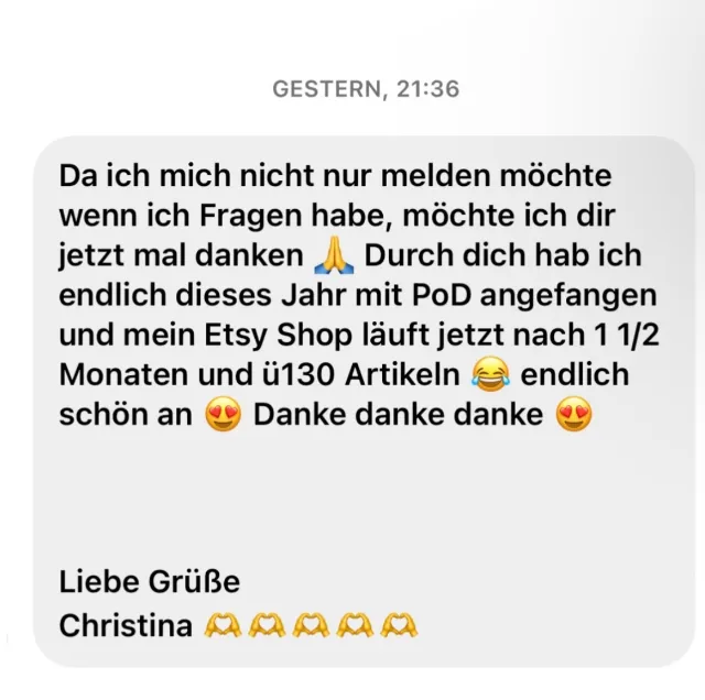 Nachricht einer Teilnehmerin an Lotti